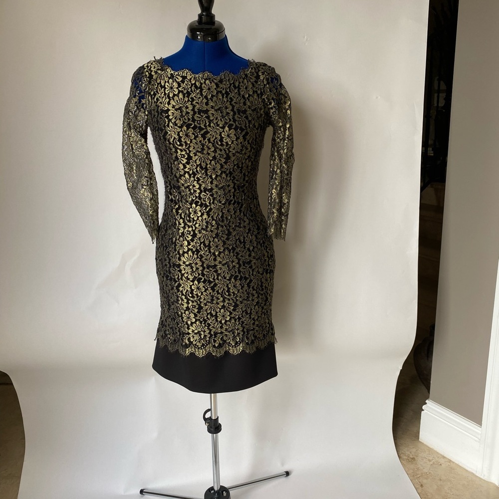 Elegant Black and Gold Lace Dress